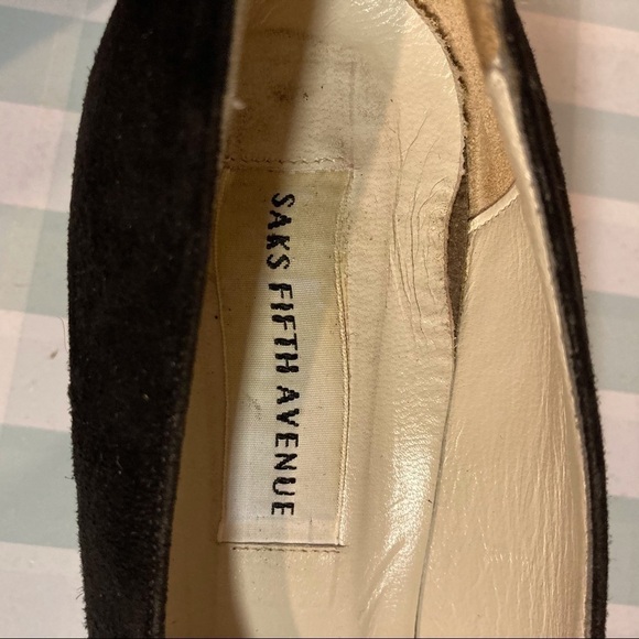 Saks Fifth Avenue sz 9 black leopard suede pumps - Picture 11 of 16